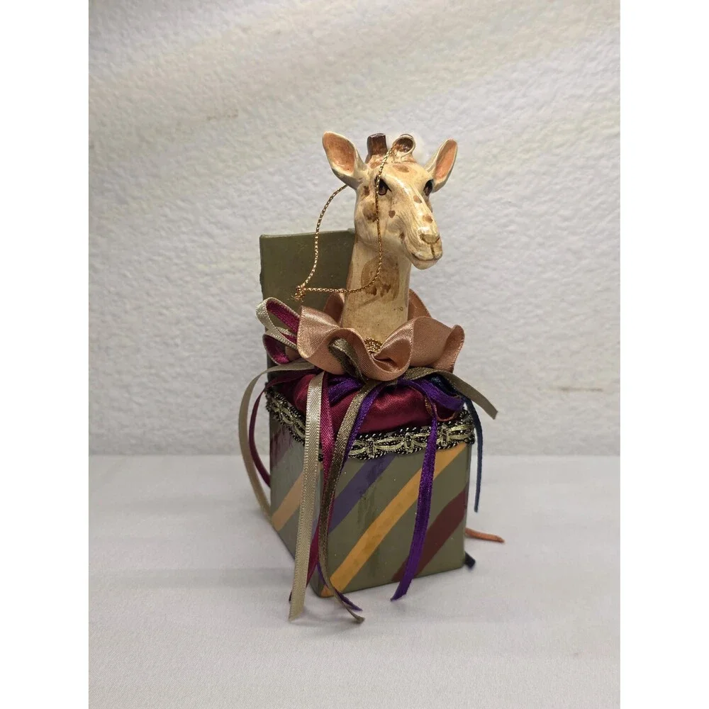 Vintage Katherines Collection Handcrafted Wooden Giraffe Trinket ornament Xmas